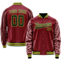 Personalized Crimson & Red Green Solid Color Varsity Letterman Jacket
