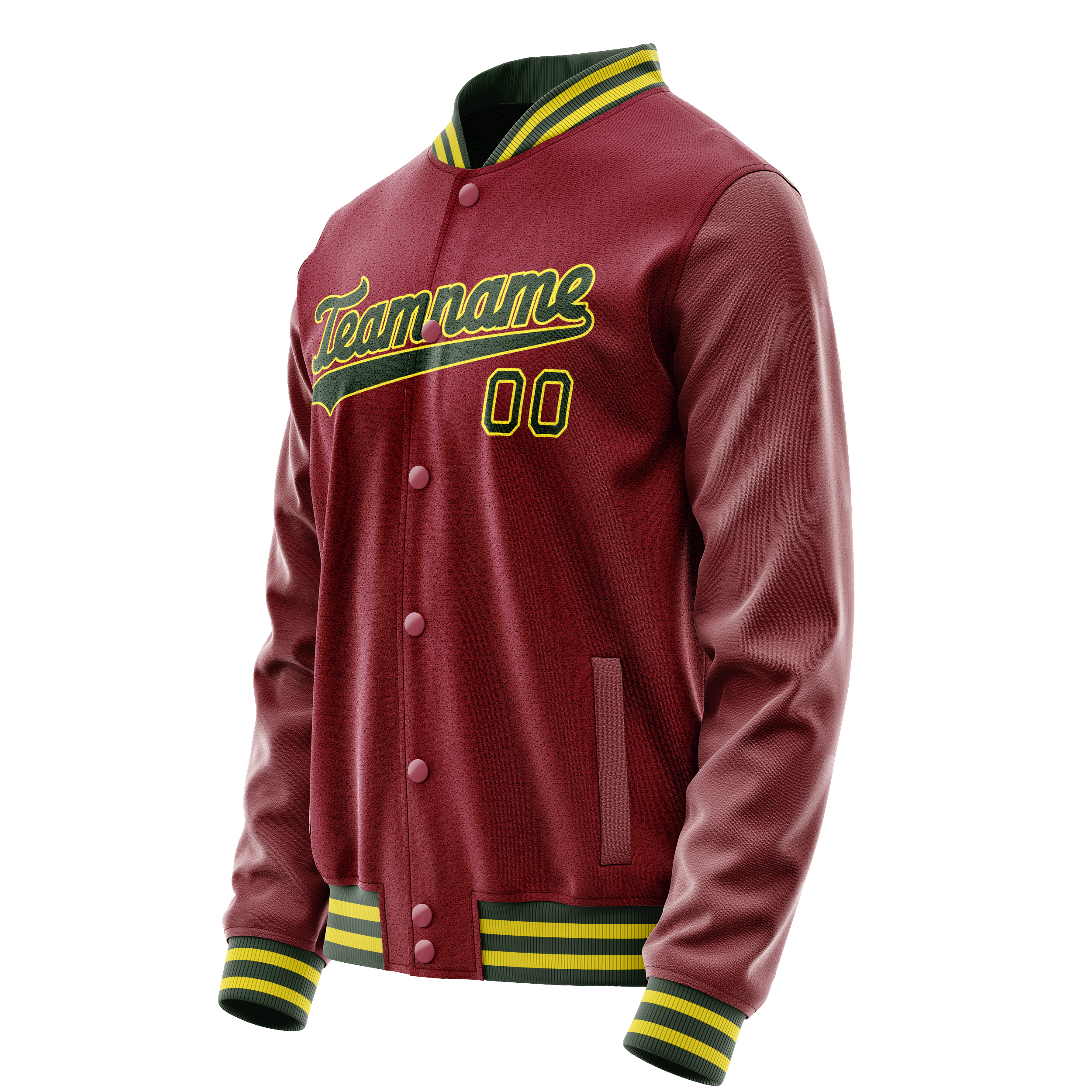 Personalized Crimson & Red Green Solid Color Varsity Letterman Jacket