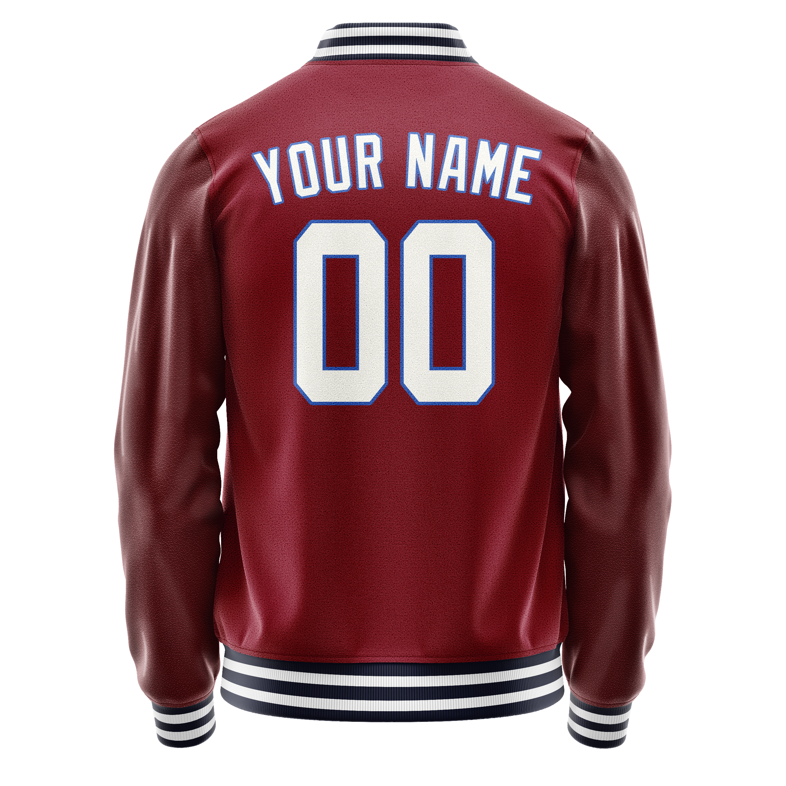 Personalized Crimson & Red White Solid Color Varsity Letterman Jacket