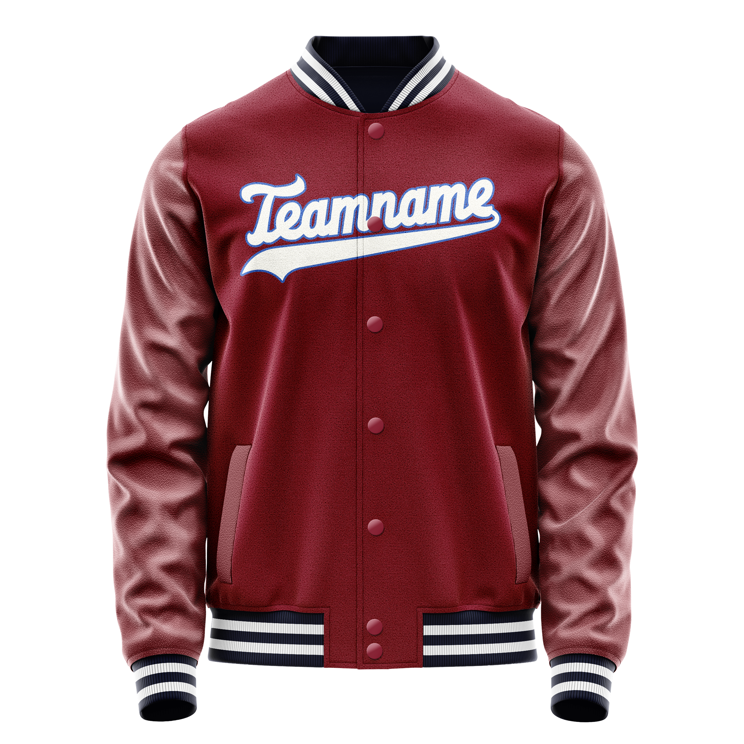 Personalized Crimson & Red White Solid Color Varsity Letterman Jacket