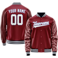 Personalized Crimson & Red White Solid Color Varsity Letterman Jacket