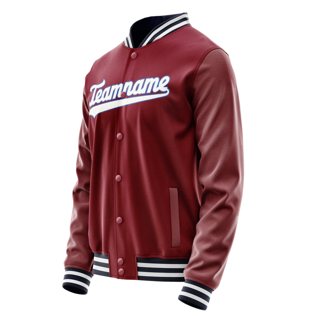 Personalized Crimson & Red White Solid Color Varsity Letterman Jacket