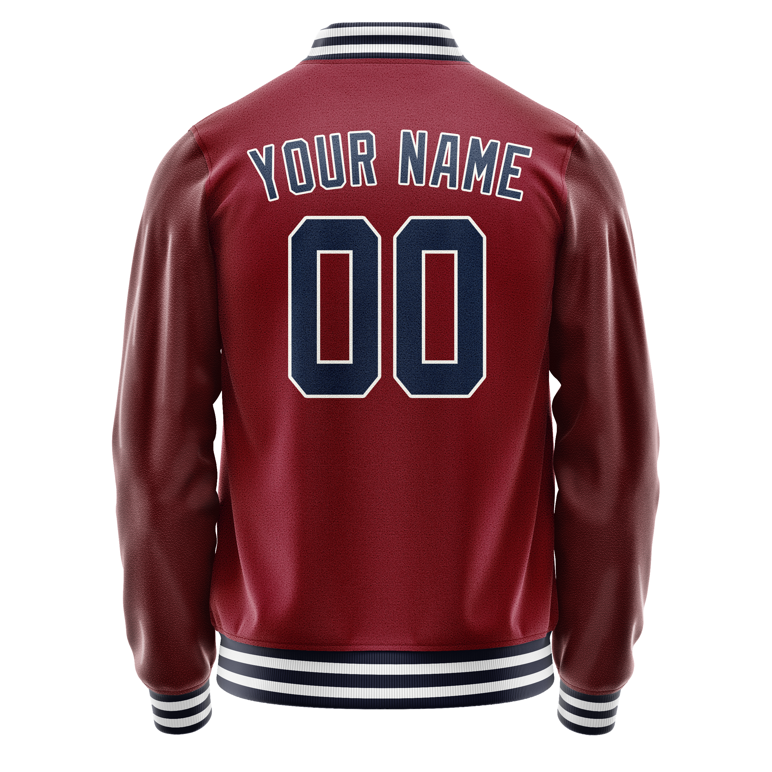 Personalized Crimson & Red Navy Solid Color Varsity Letterman Jacket