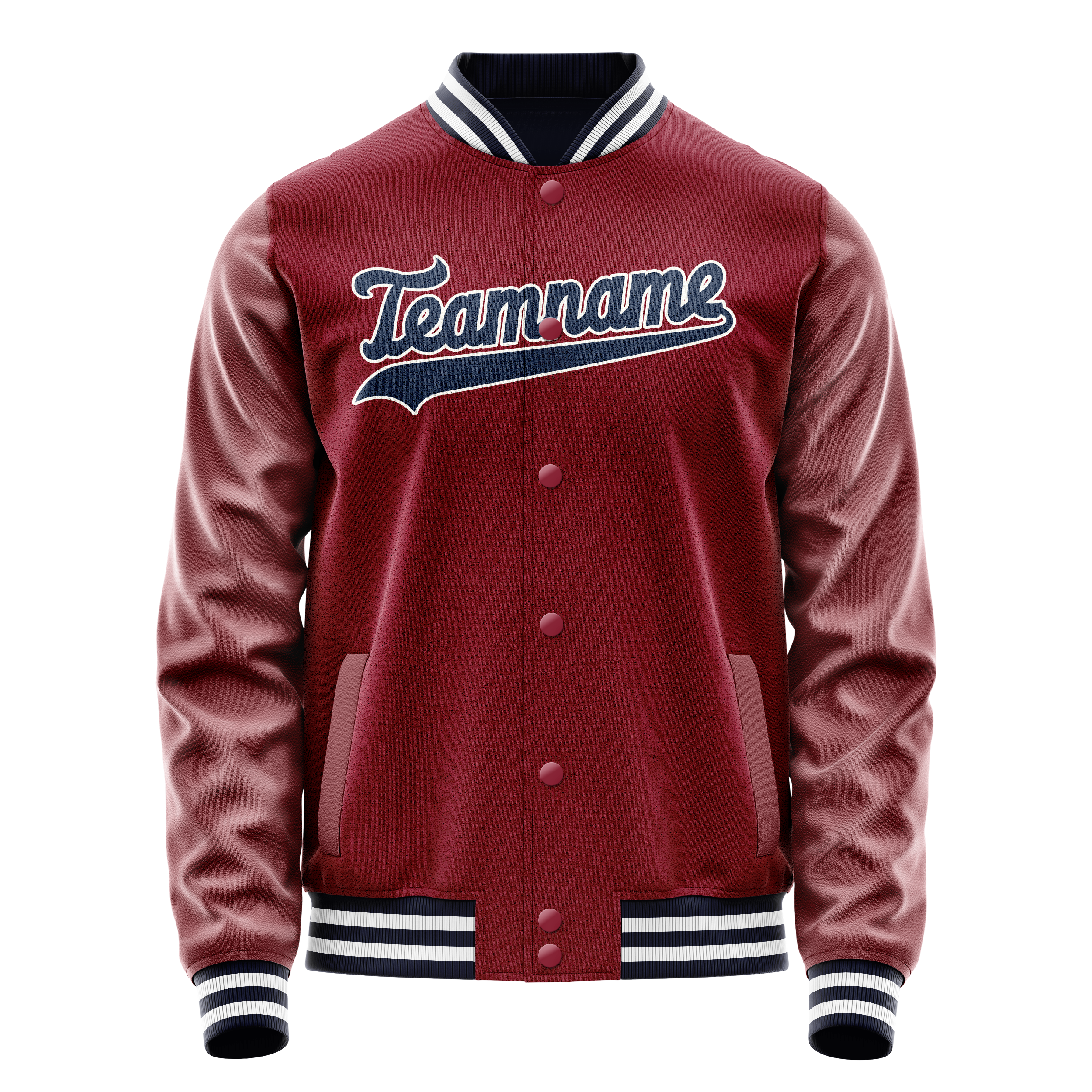 Personalized Crimson & Red Navy Solid Color Varsity Letterman Jacket
