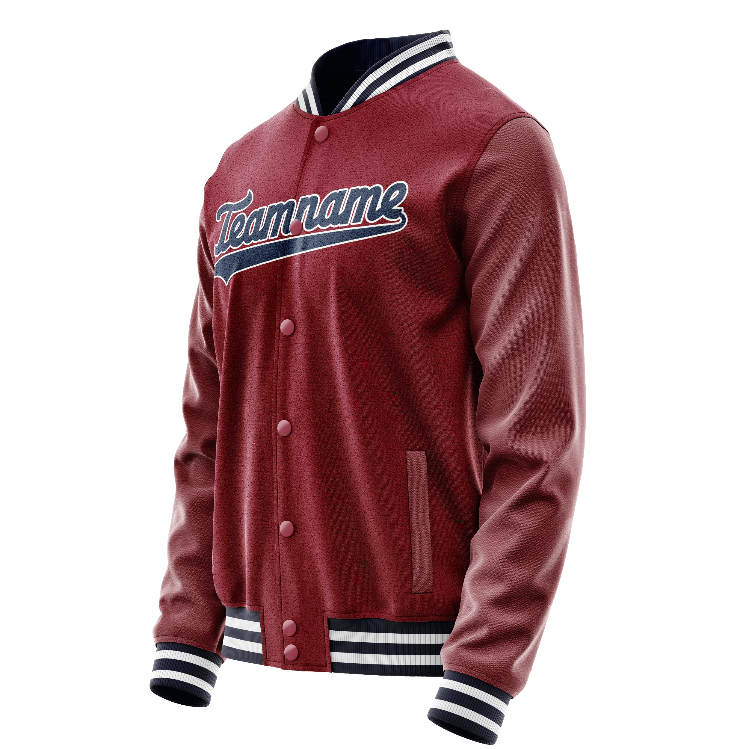 Personalized Crimson & Red Navy Solid Color Varsity Letterman Jacket