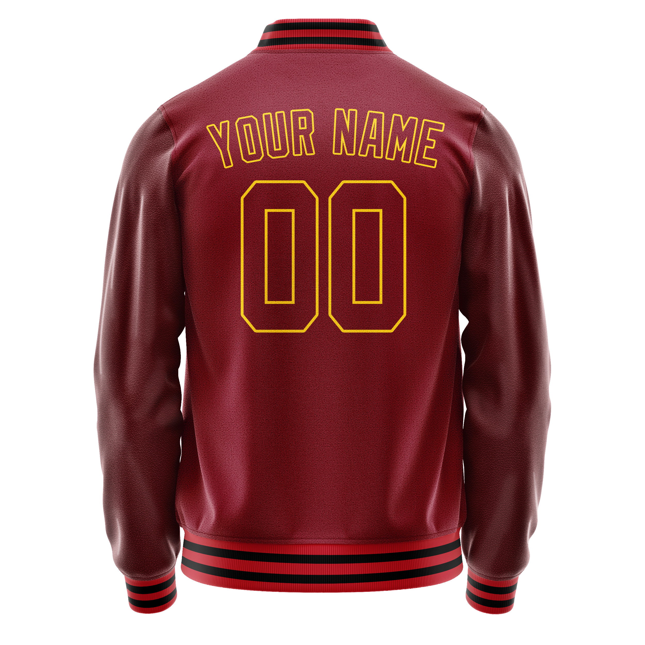 Personalized Crimson & Red Gold Solid Color Varsity Letterman Jacket