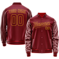 Personalized Crimson & Red Gold Solid Color Varsity Letterman Jacket