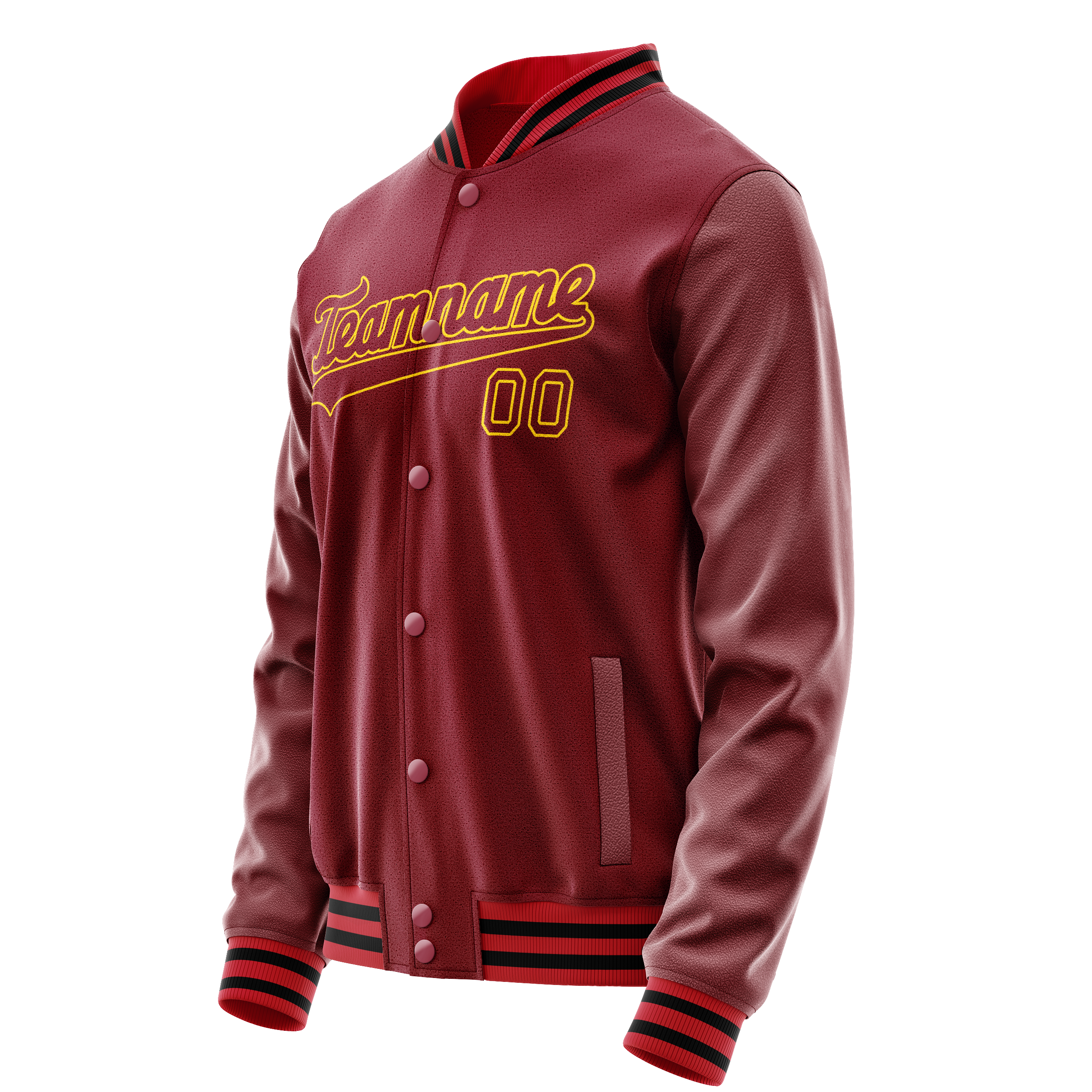 Personalized Crimson & Red Gold Solid Color Varsity Letterman Jacket