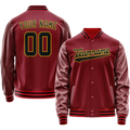 Personalized Crimson & Red Black Solid Color Varsity Letterman Jacket