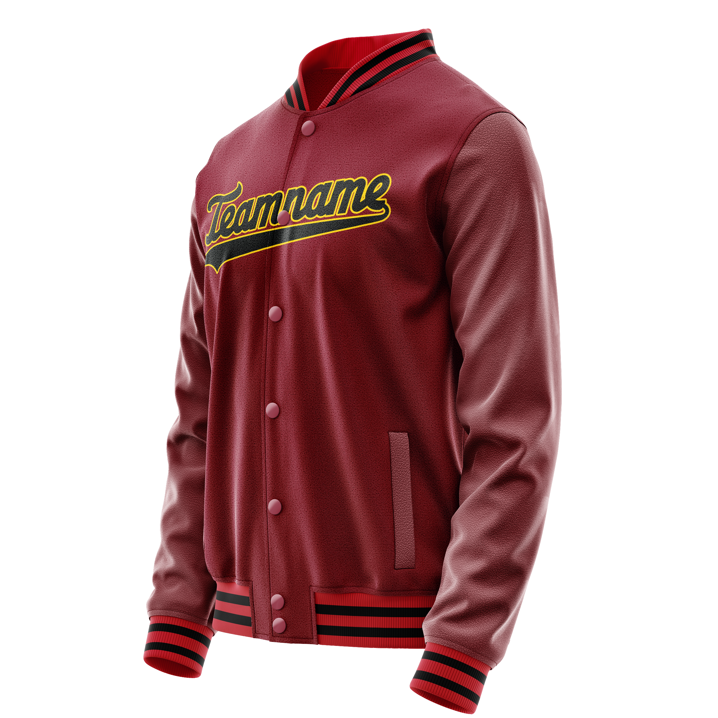 Personalized Crimson & Red Black Solid Color Varsity Letterman Jacket