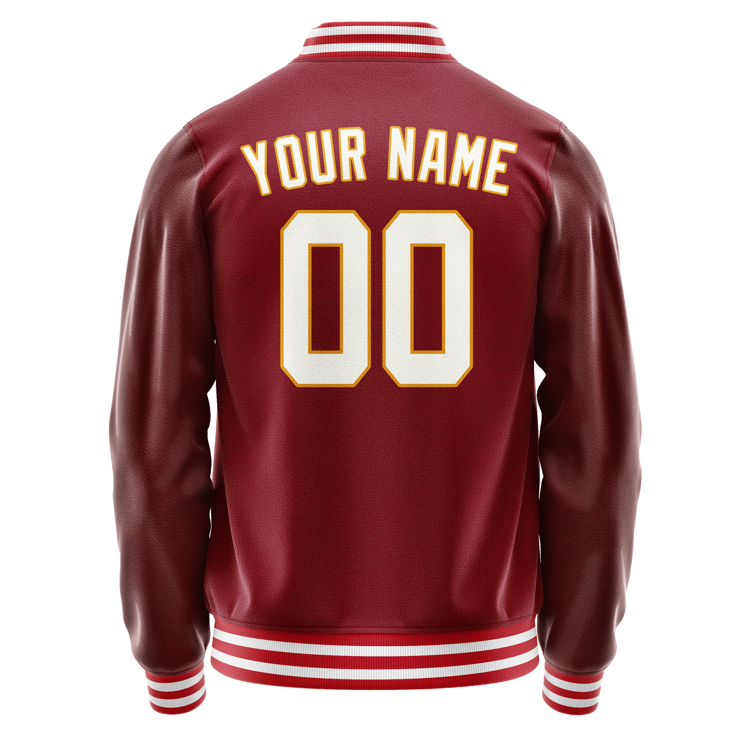 Personalized Crimson & Red White Solid Color Varsity Letterman Jacket