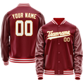 Personalized Crimson & Red White Solid Color Varsity Letterman Jacket