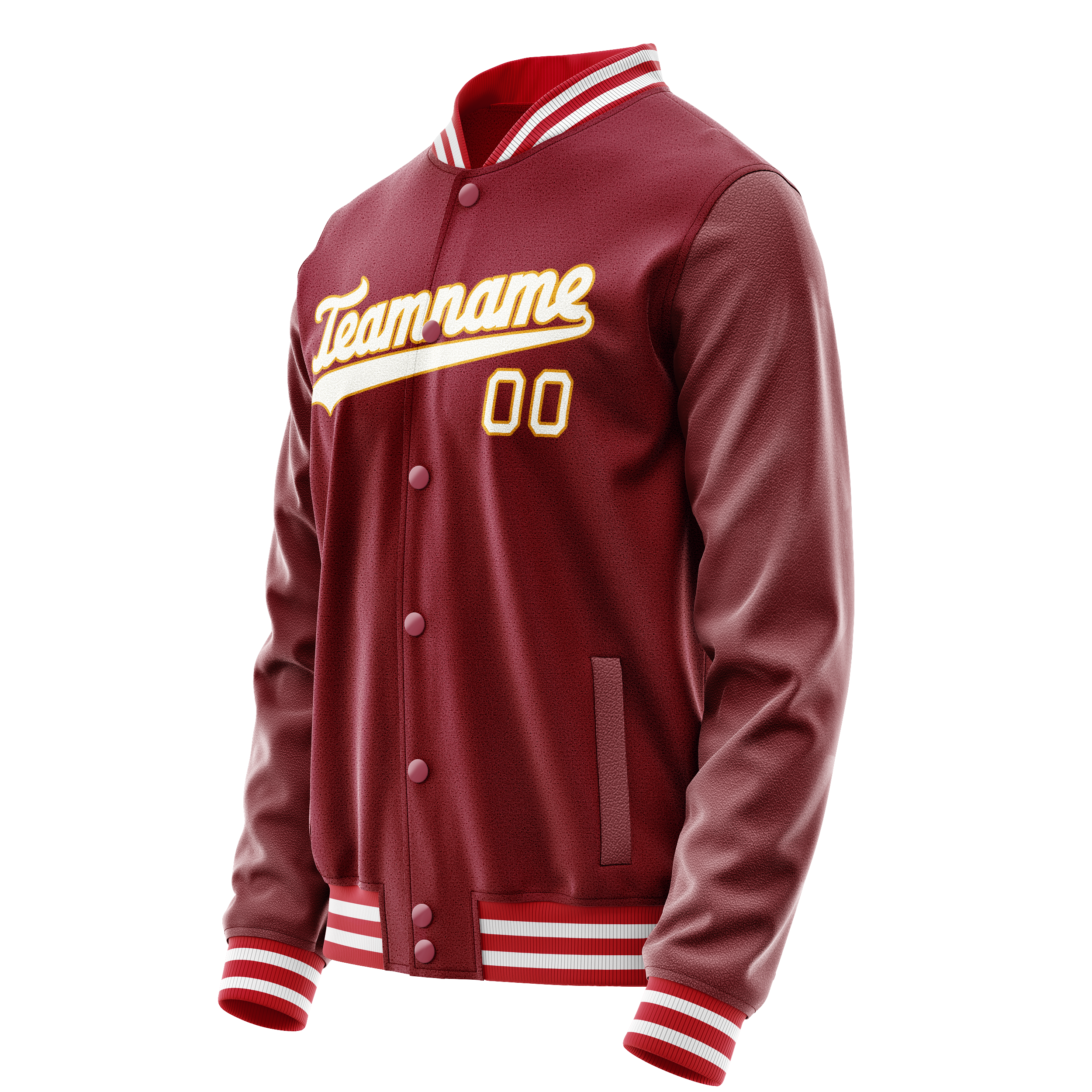 Personalized Crimson & Red White Solid Color Varsity Letterman Jacket