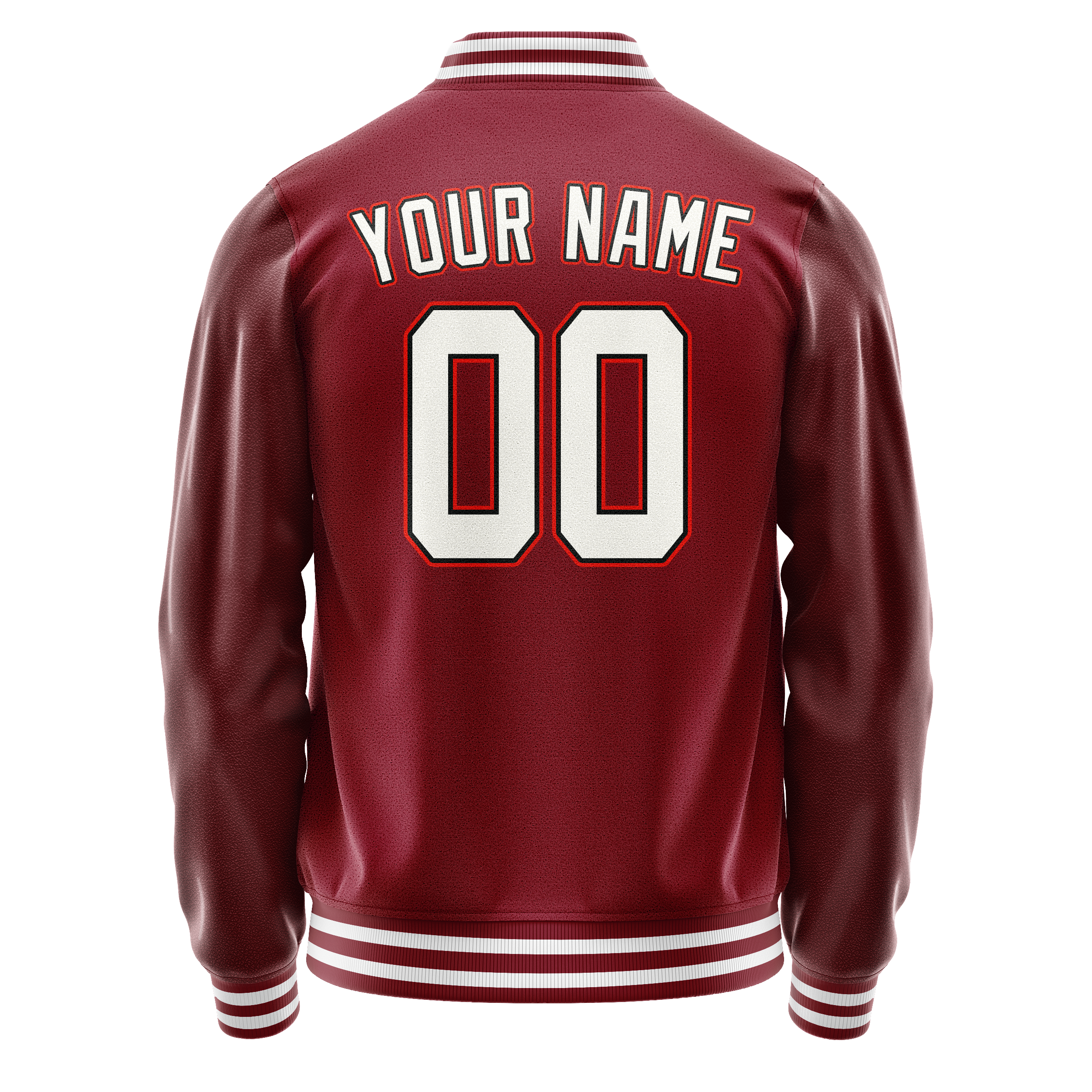Personalized Crimson & Red White Solid Color Varsity Letterman Jacket