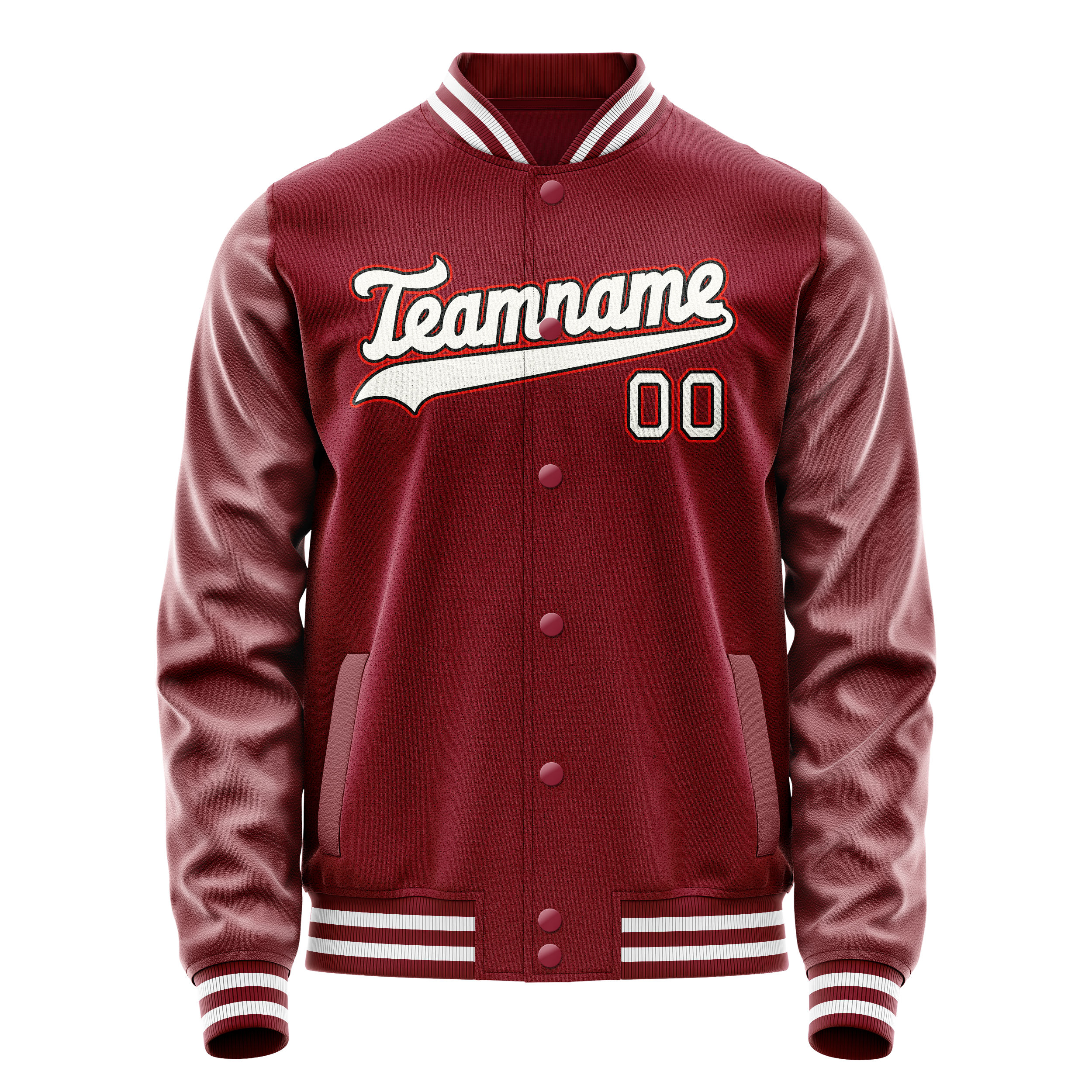 Personalized Crimson & Red White Solid Color Varsity Letterman Jacket