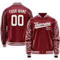 Personalized Crimson & Red White Solid Color Varsity Letterman Jacket