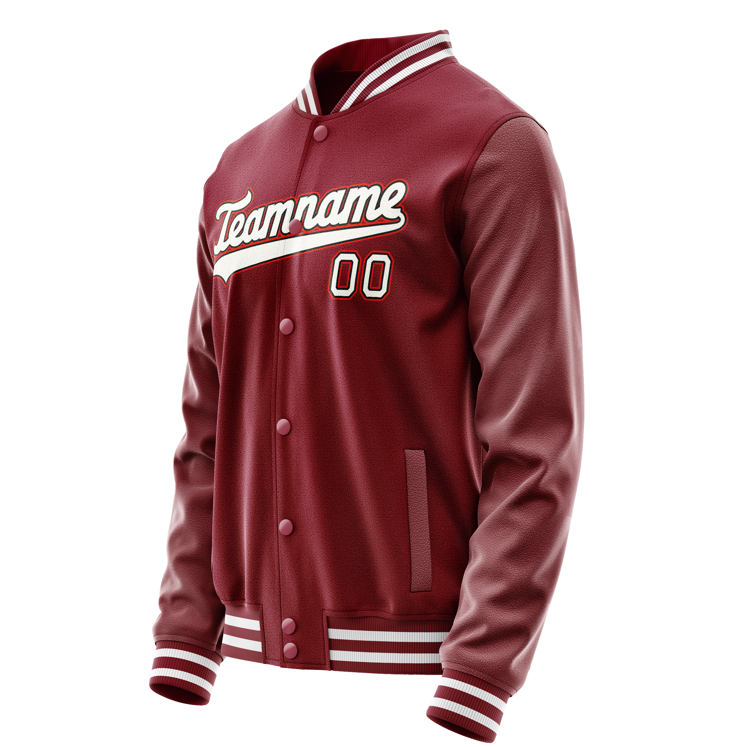 Personalized Crimson & Red White Solid Color Varsity Letterman Jacket