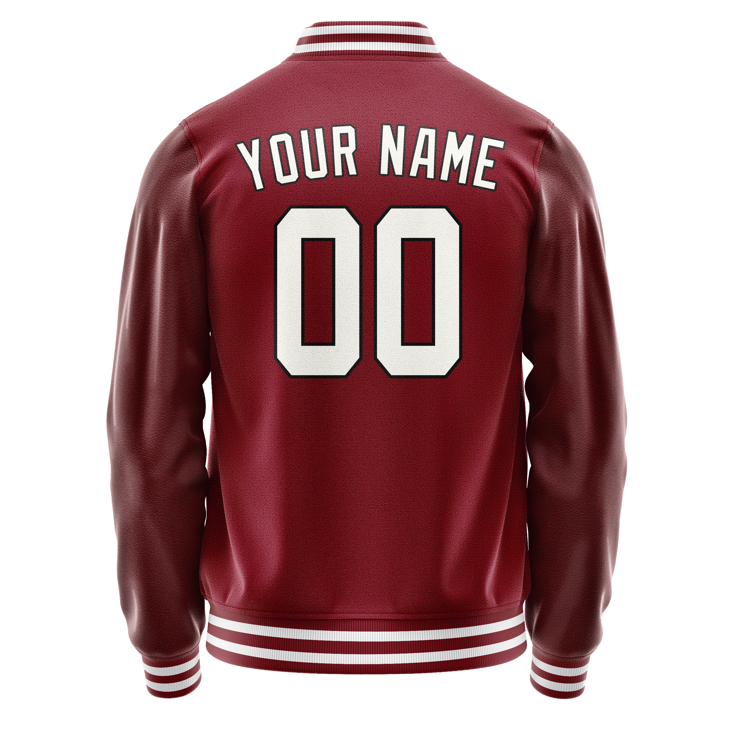 Personalized Crimson & Red White Solid Color Varsity Letterman Jacket