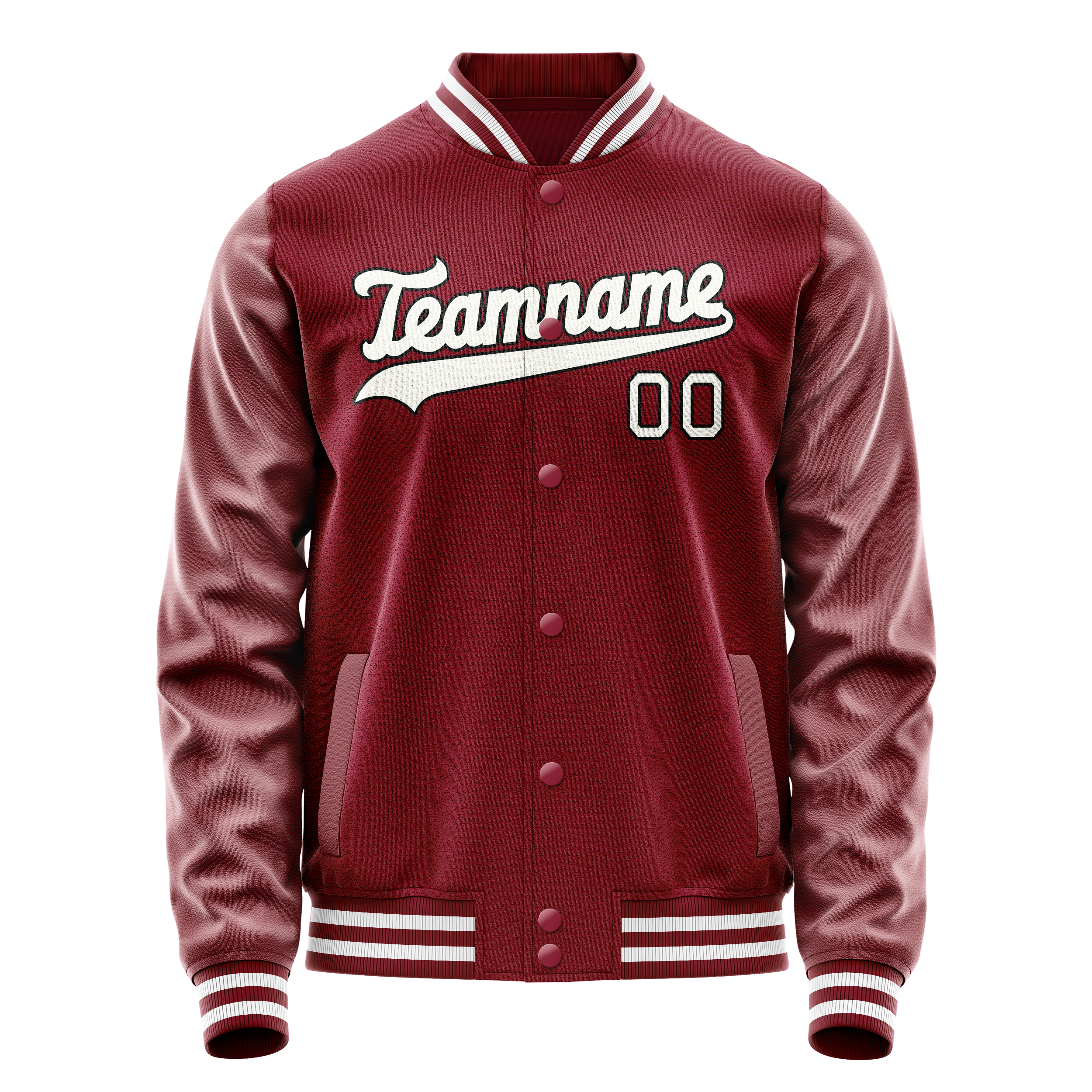 Personalized Crimson & Red White Solid Color Varsity Letterman Jacket