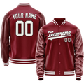 Personalized Crimson & Red White Solid Color Varsity Letterman Jacket
