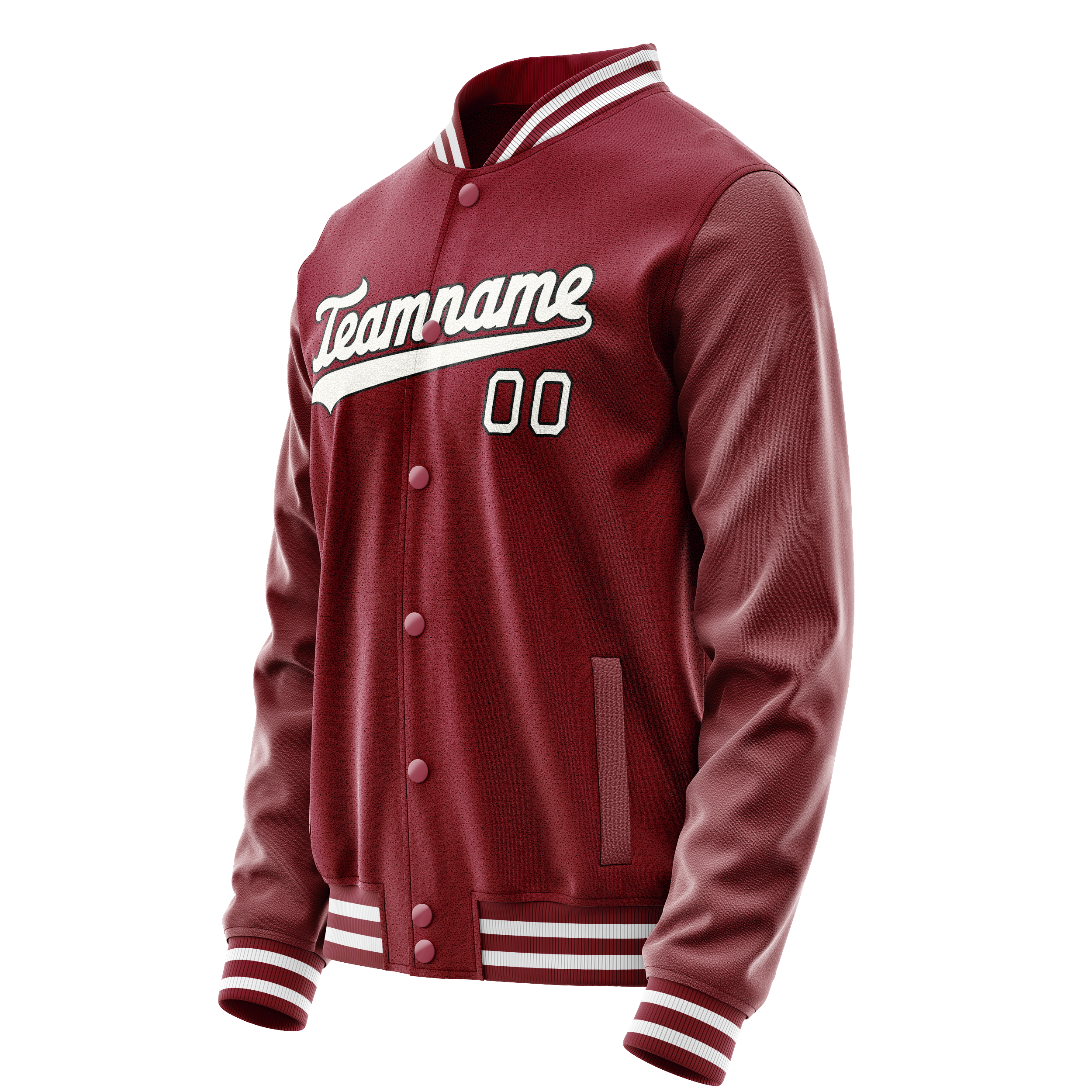Personalized Crimson & Red White Solid Color Varsity Letterman Jacket