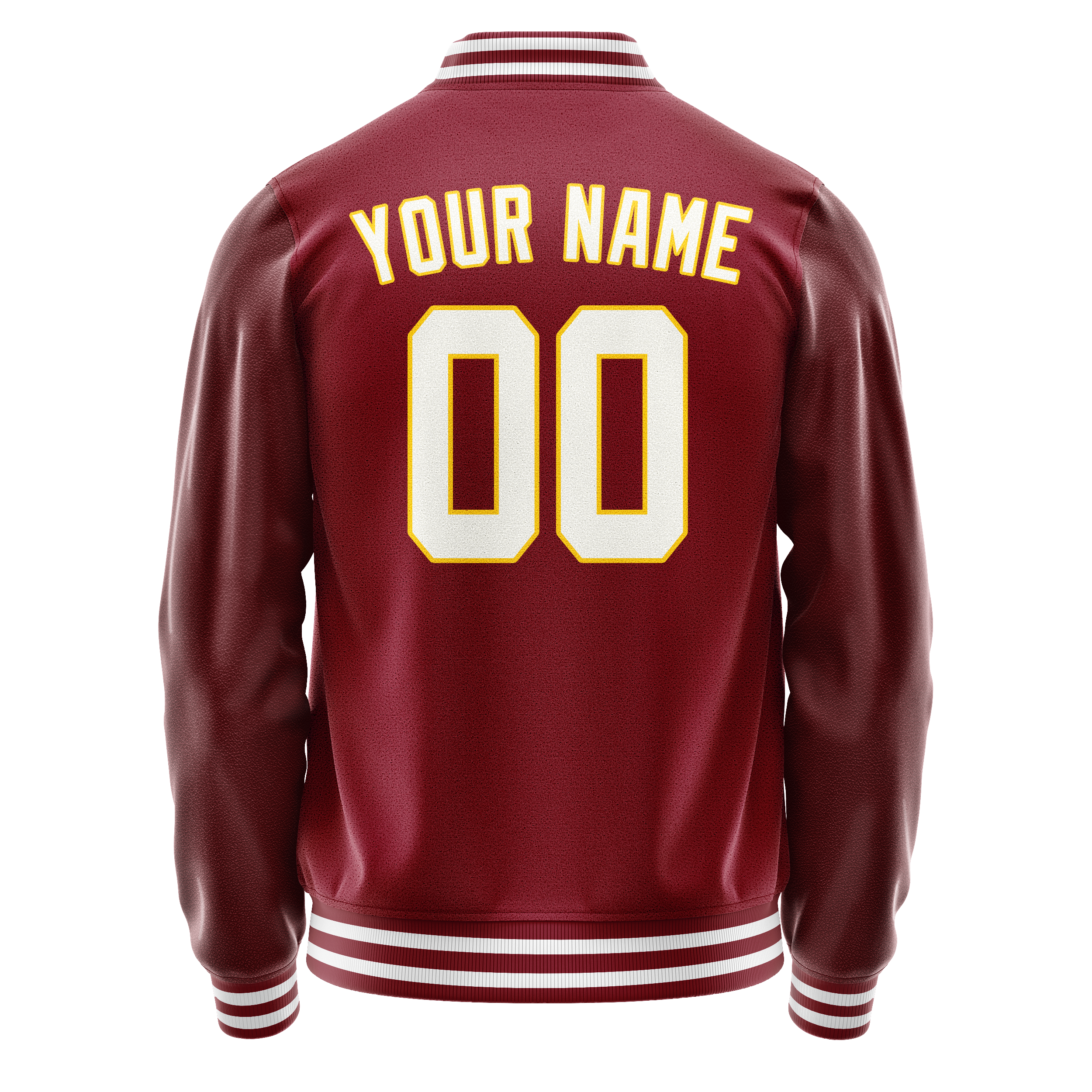 Personalized Crimson & Red White Solid Color Varsity Letterman Jacket