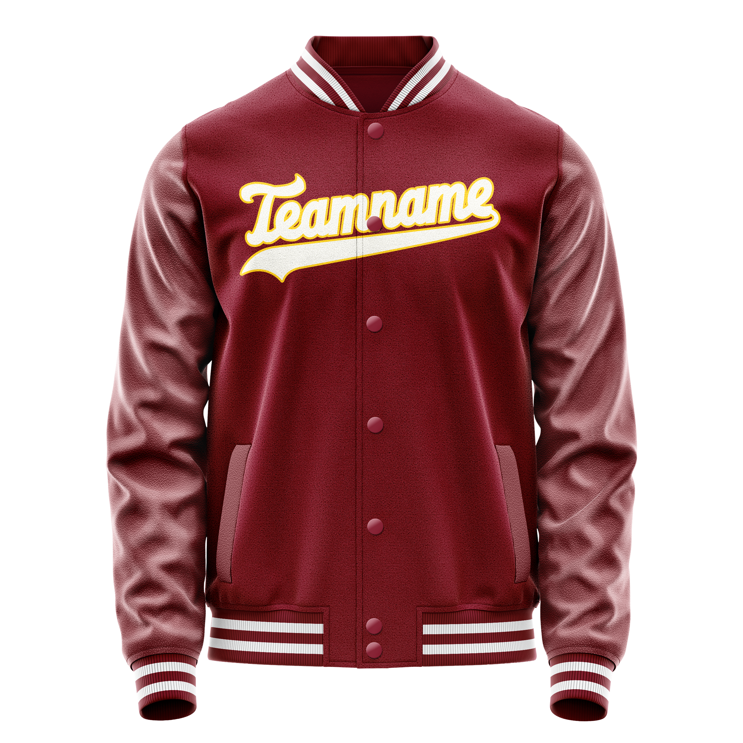 Personalized Crimson & Red White Solid Color Varsity Letterman Jacket