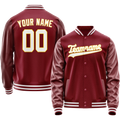 Personalized Crimson & Red White Solid Color Varsity Letterman Jacket