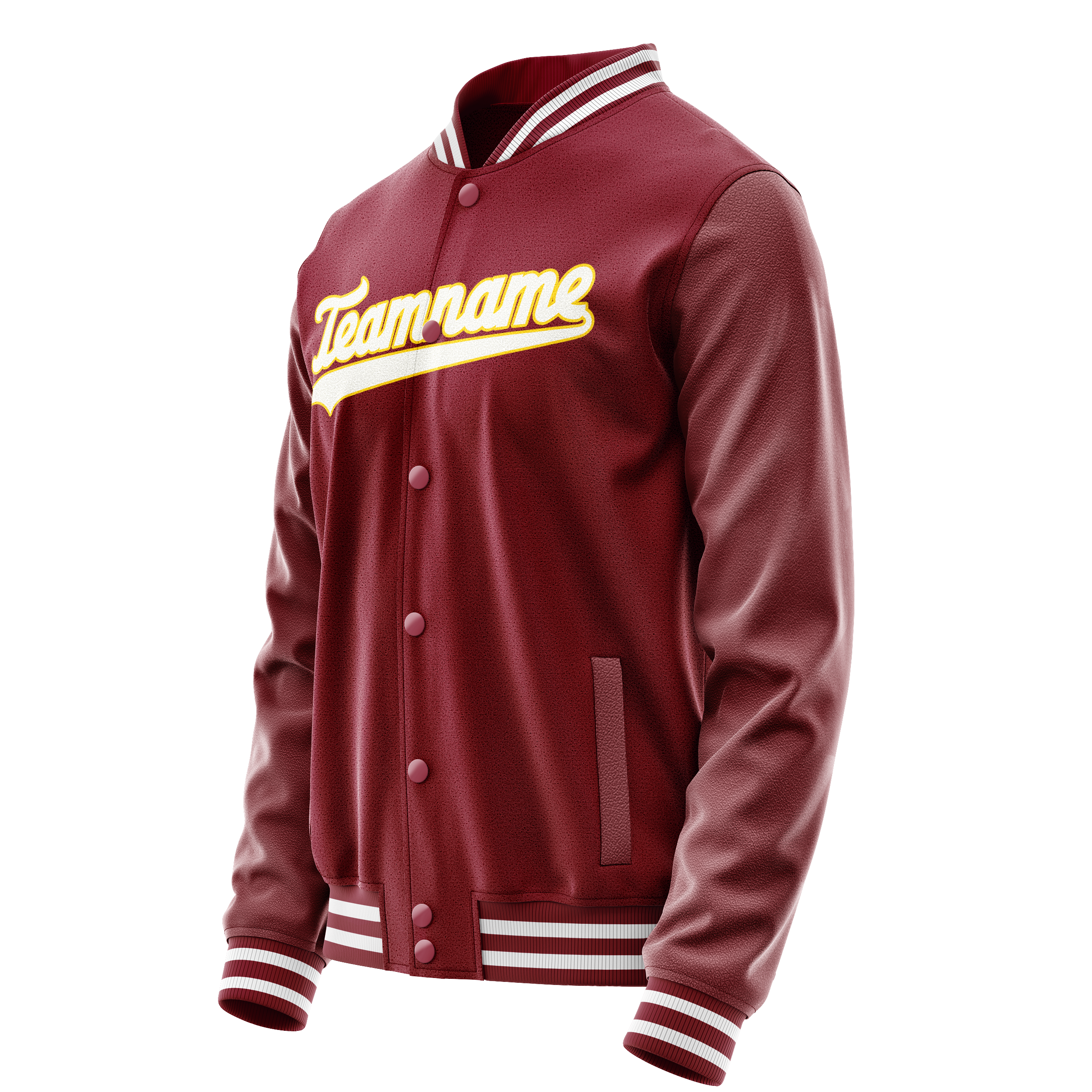 Personalized Crimson & Red White Solid Color Varsity Letterman Jacket