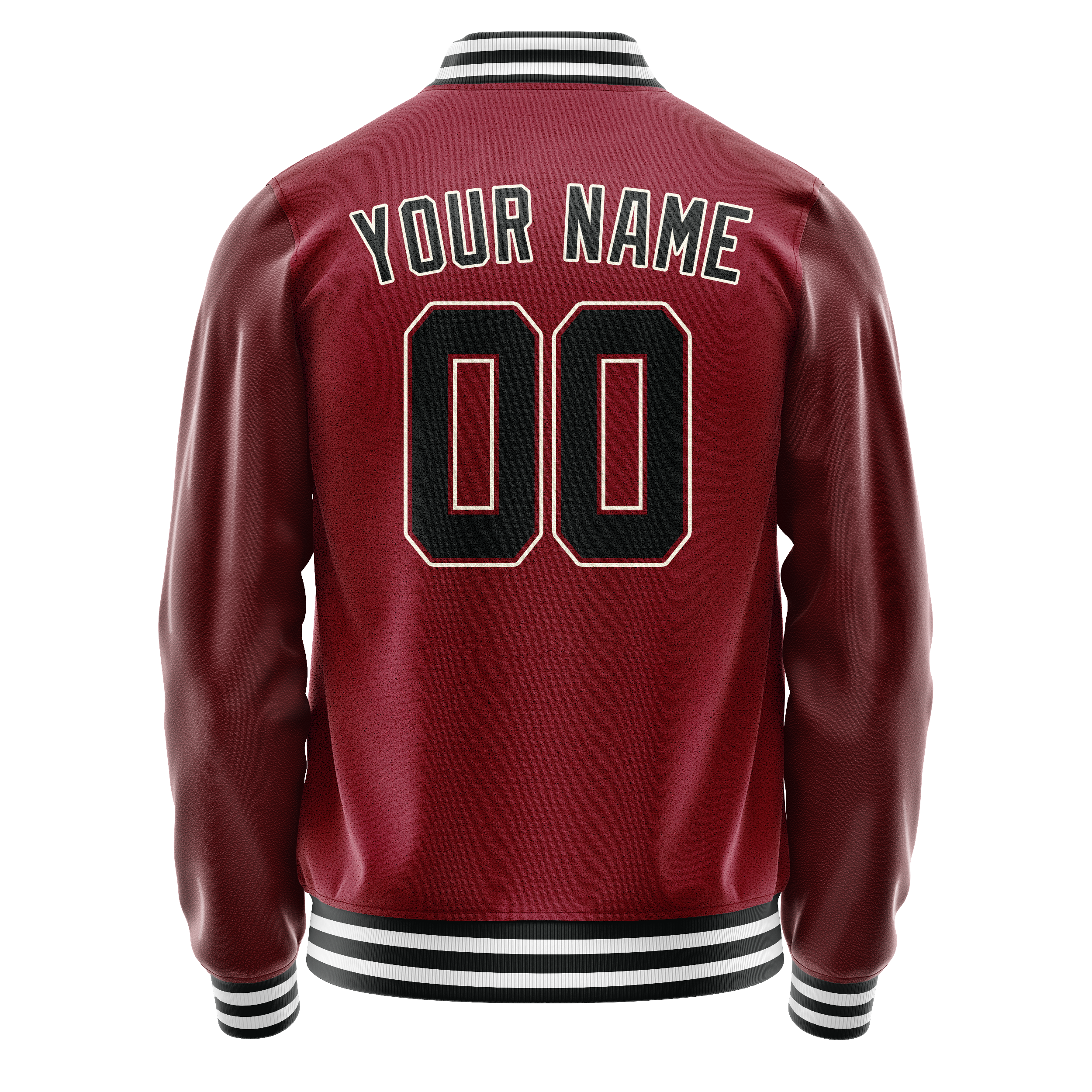 Personalized Crimson & Red Black Solid Color Varsity Letterman Jacket