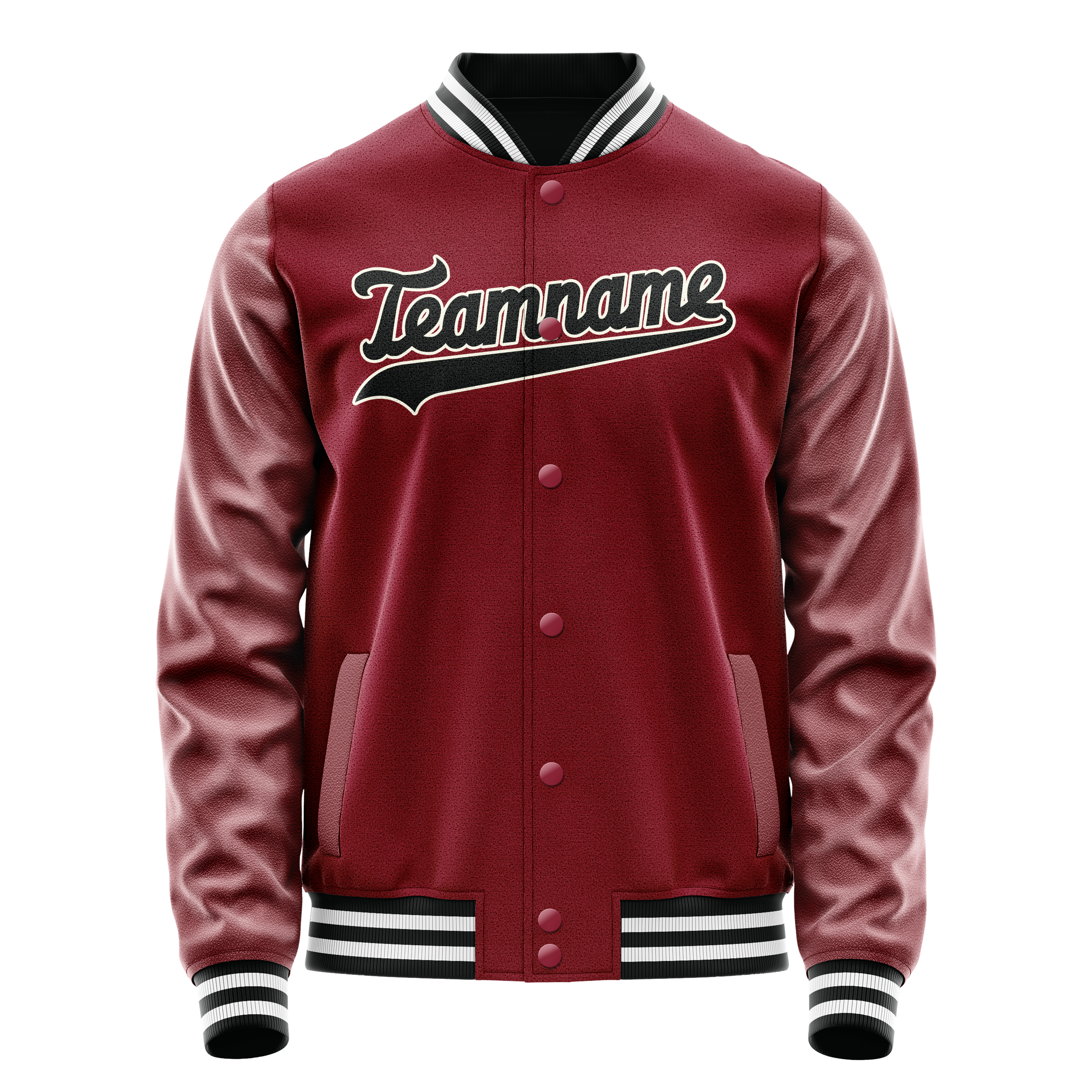 Personalized Crimson & Red Black Solid Color Varsity Letterman Jacket