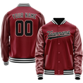 Personalized Crimson & Red Black Solid Color Varsity Letterman Jacket