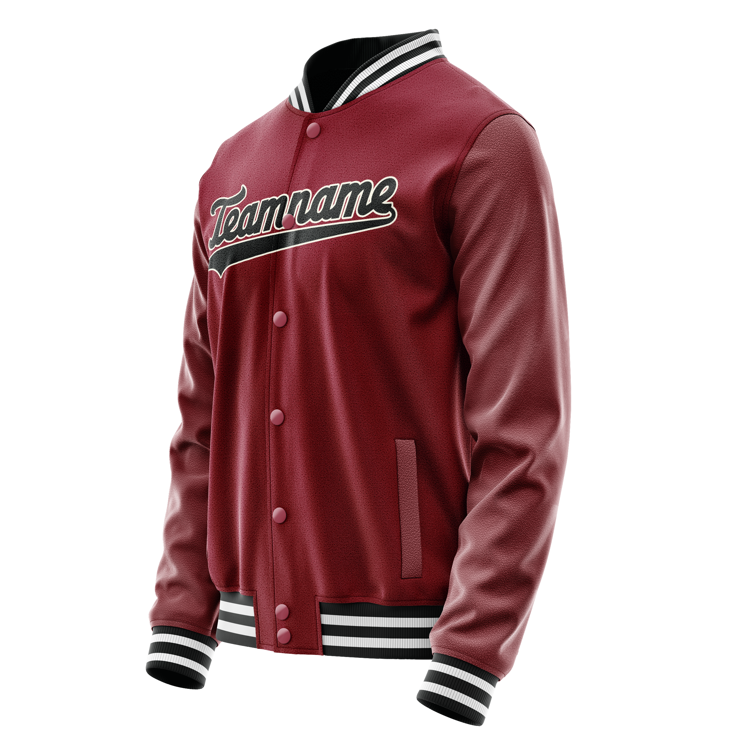 Personalized Crimson & Red Black Solid Color Varsity Letterman Jacket