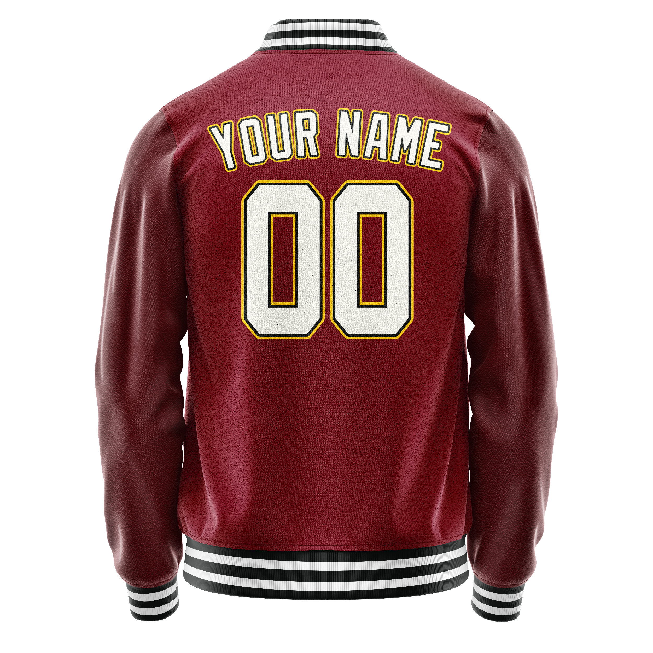 Personalized Crimson & Red White Solid Color Varsity Letterman Jacket