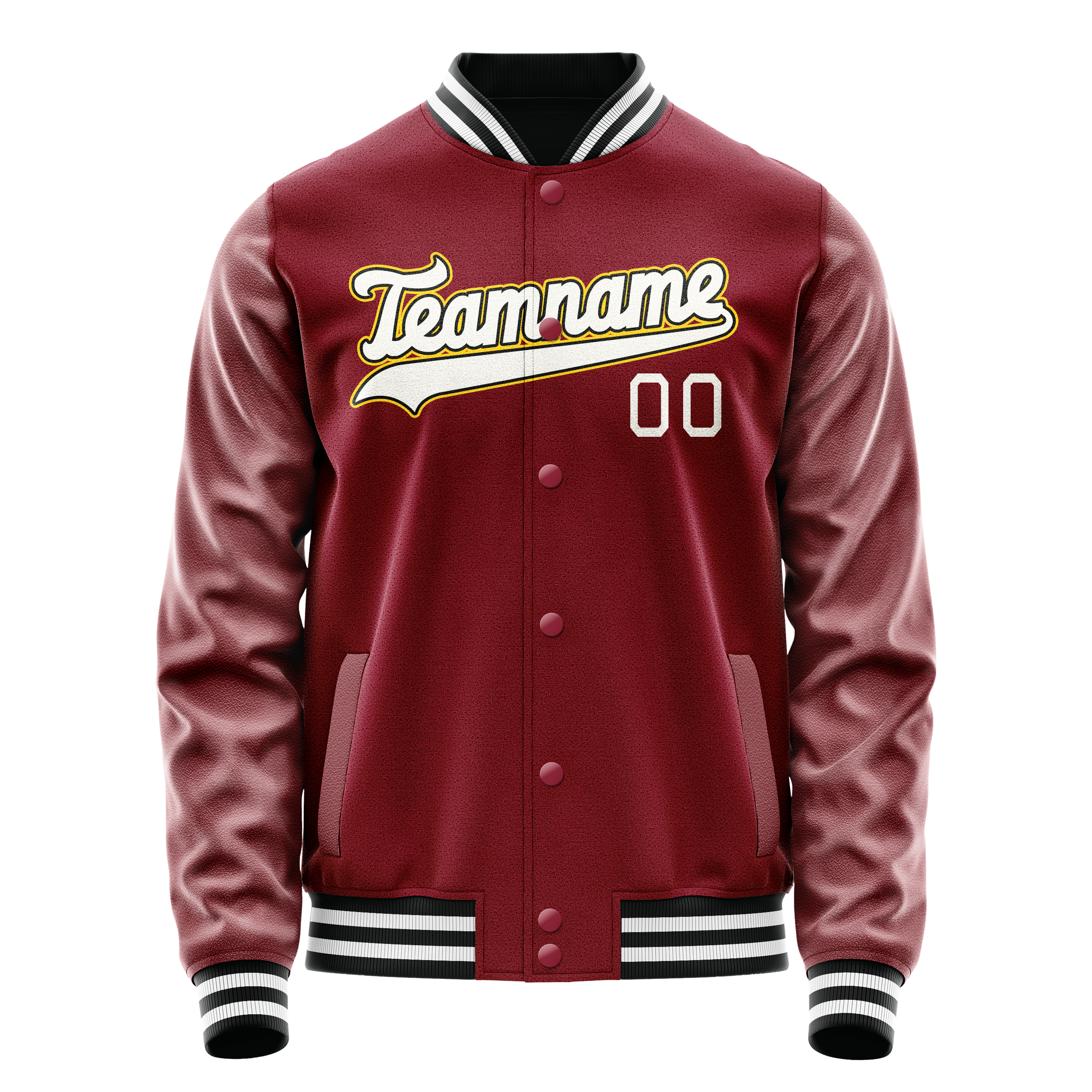Personalized Crimson & Red White Solid Color Varsity Letterman Jacket