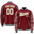 Personalized Crimson & Red White Solid Color Varsity Letterman Jacket