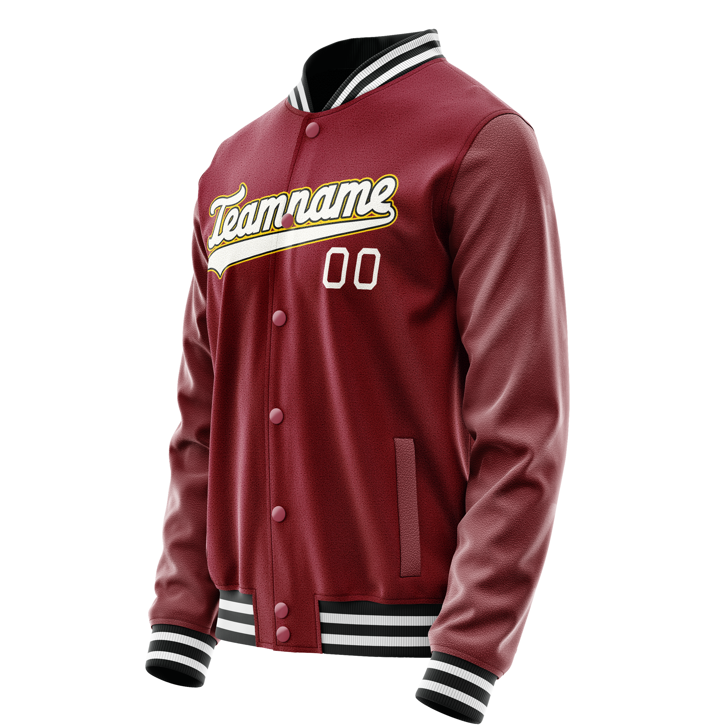 Personalized Crimson & Red White Solid Color Varsity Letterman Jacket