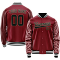 Personalized Crimson & Red Black Solid Color Varsity Letterman Jacket