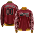 Personalized Crimson & Red Black Solid Color Varsity Letterman Jacket