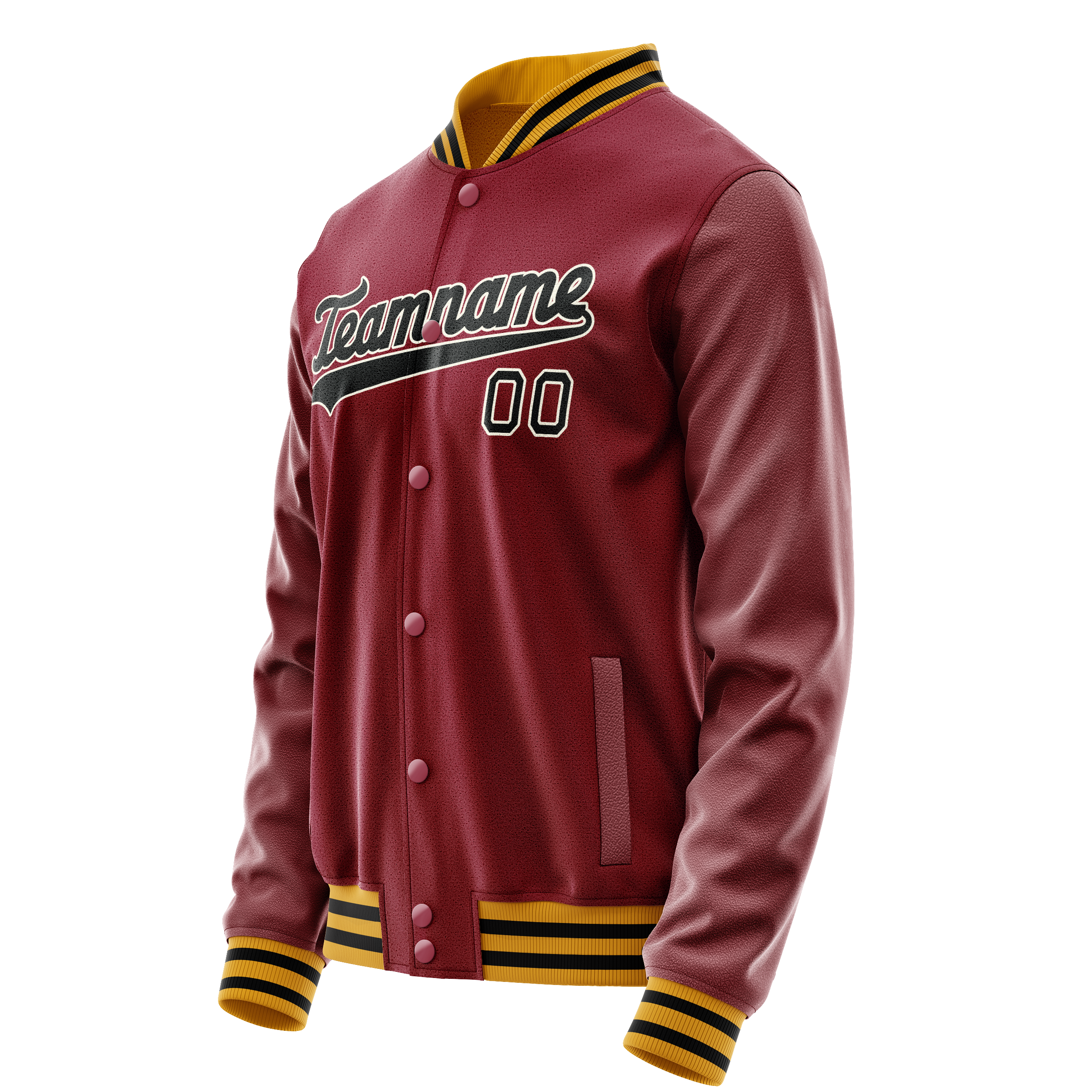 Personalized Crimson & Red Black Solid Color Varsity Letterman Jacket