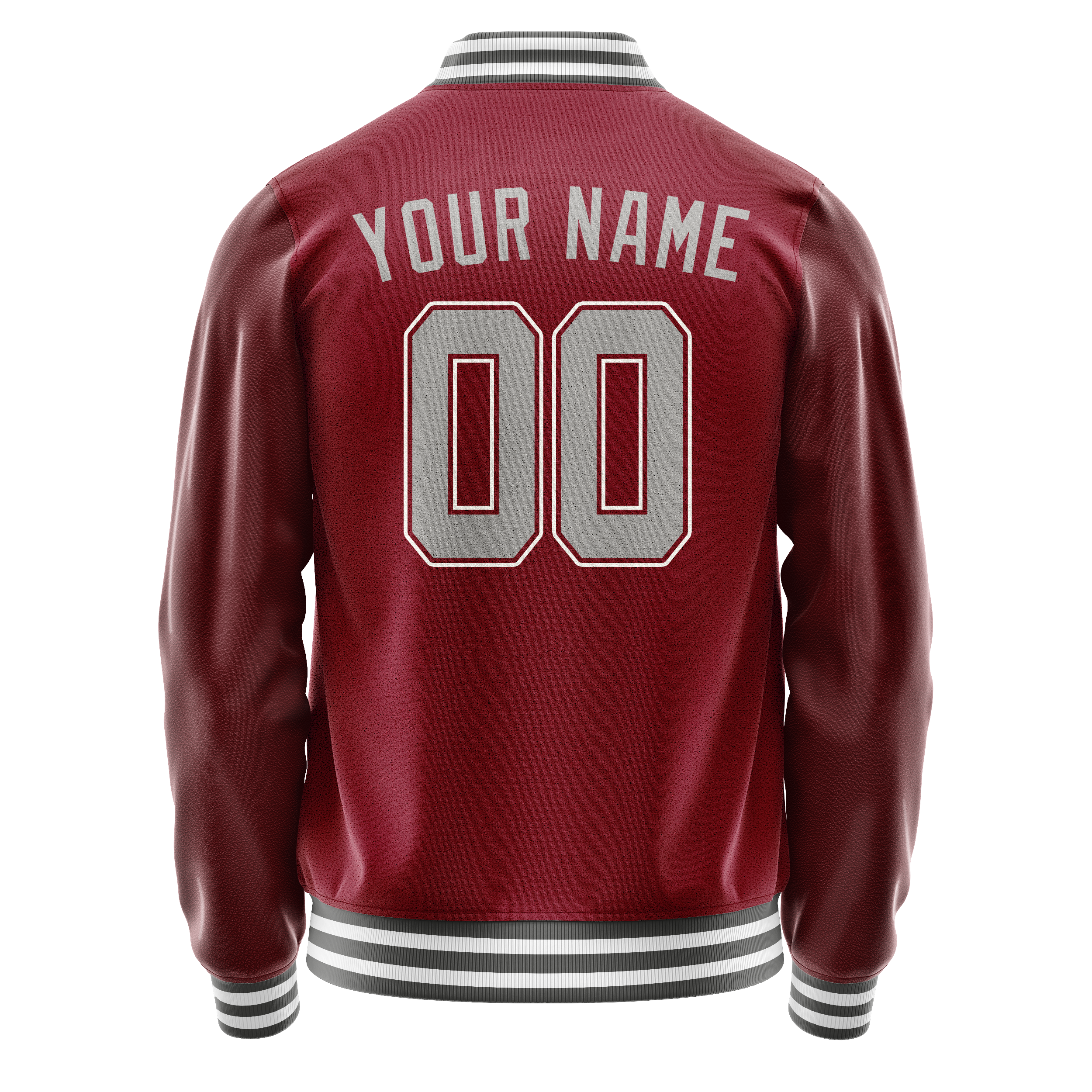 Personalized Crimson & Red Gray Solid Color Varsity Letterman Jacket