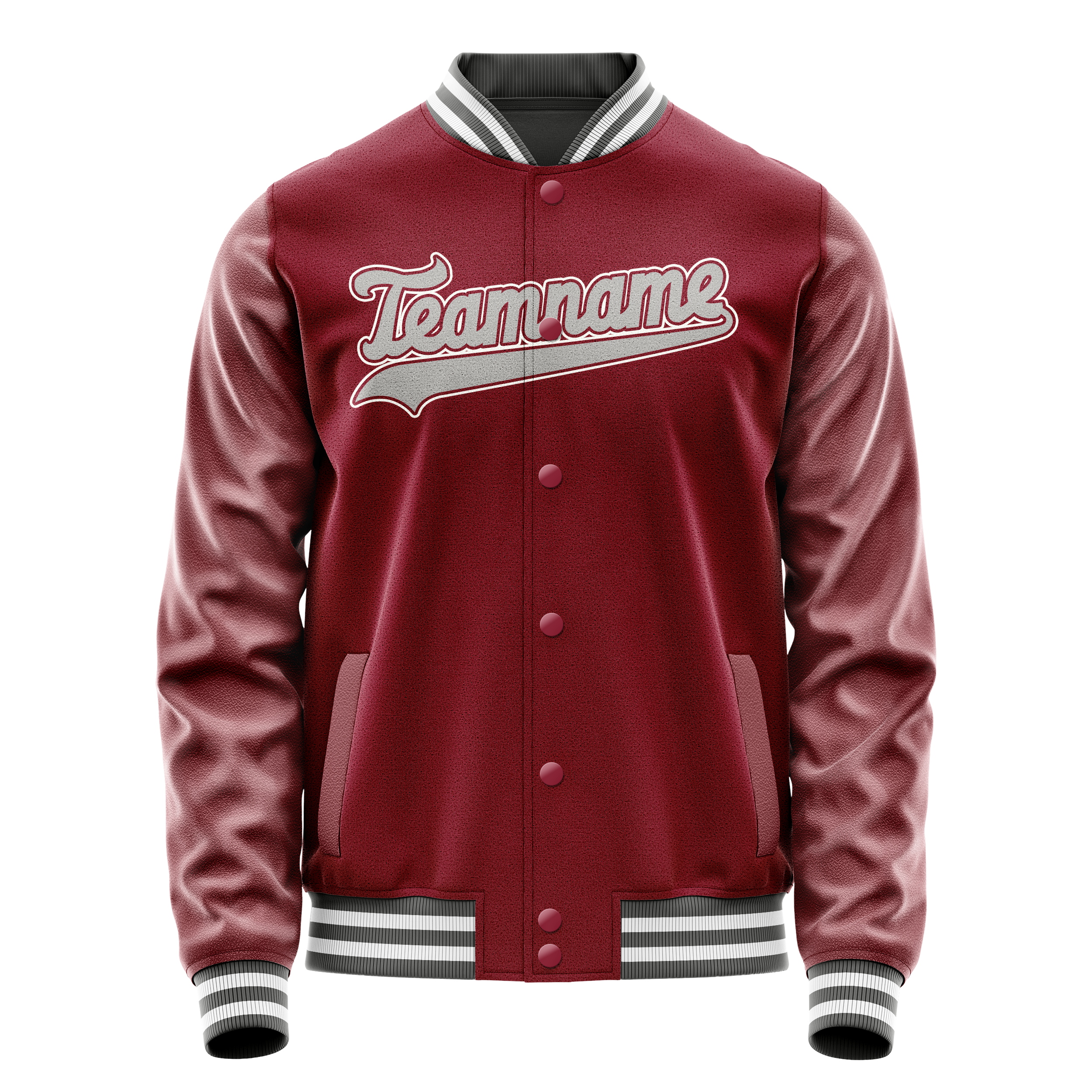 Personalized Crimson & Red Gray Solid Color Varsity Letterman Jacket