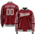 Personalized Crimson & Red Gray Solid Color Varsity Letterman Jacket