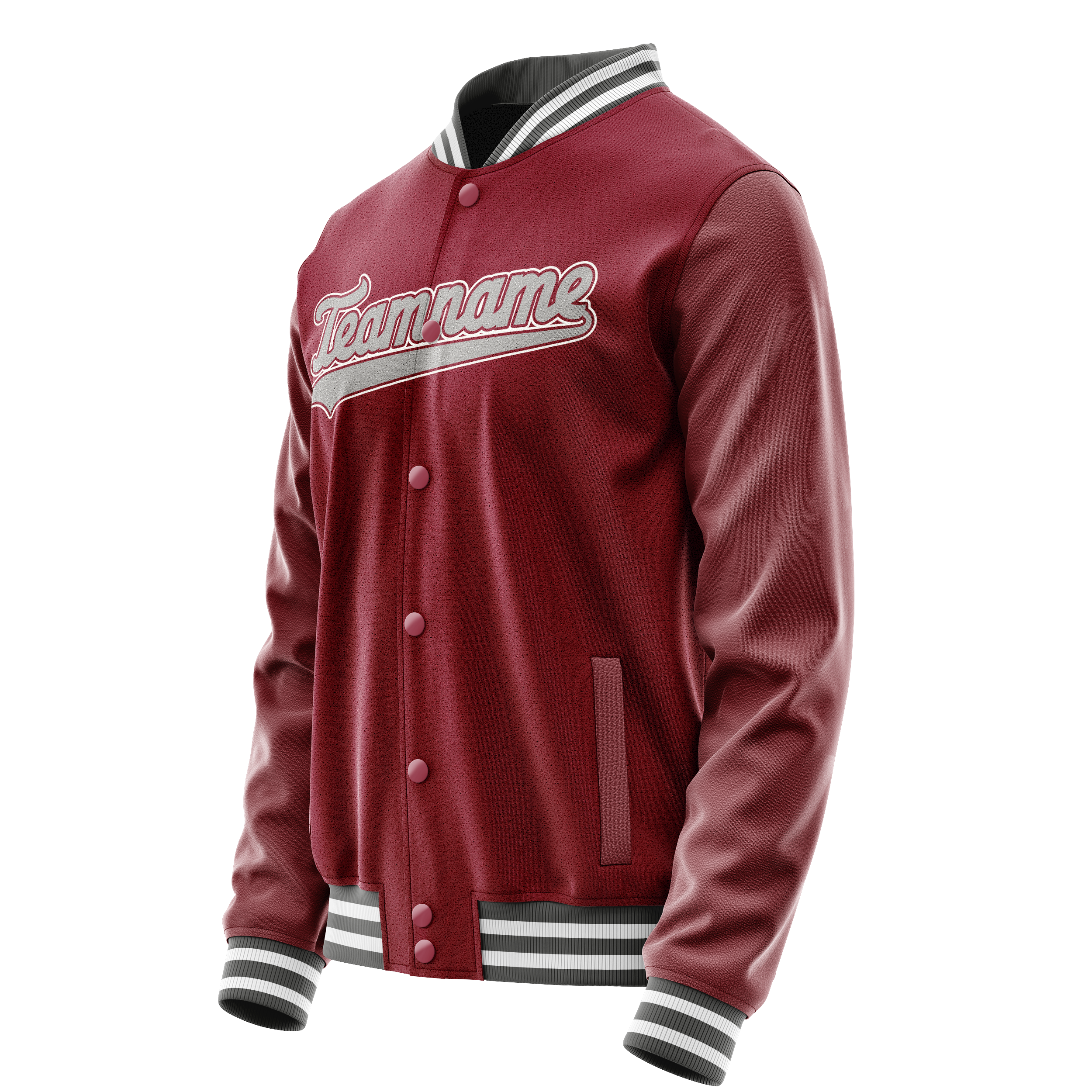 Personalized Crimson & Red Gray Solid Color Varsity Letterman Jacket