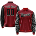 Personalized Crimson & Red Black Solid Color Varsity Letterman Jacket