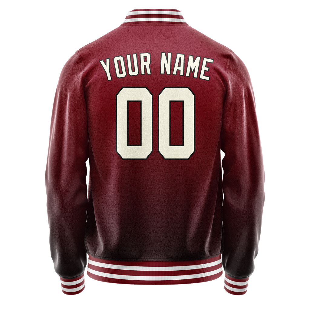 Personalized Crimson & Red Cream Solid Color Varsity Letterman Jacket