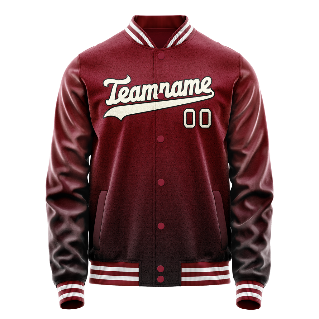 Personalized Crimson & Red Cream Solid Color Varsity Letterman Jacket