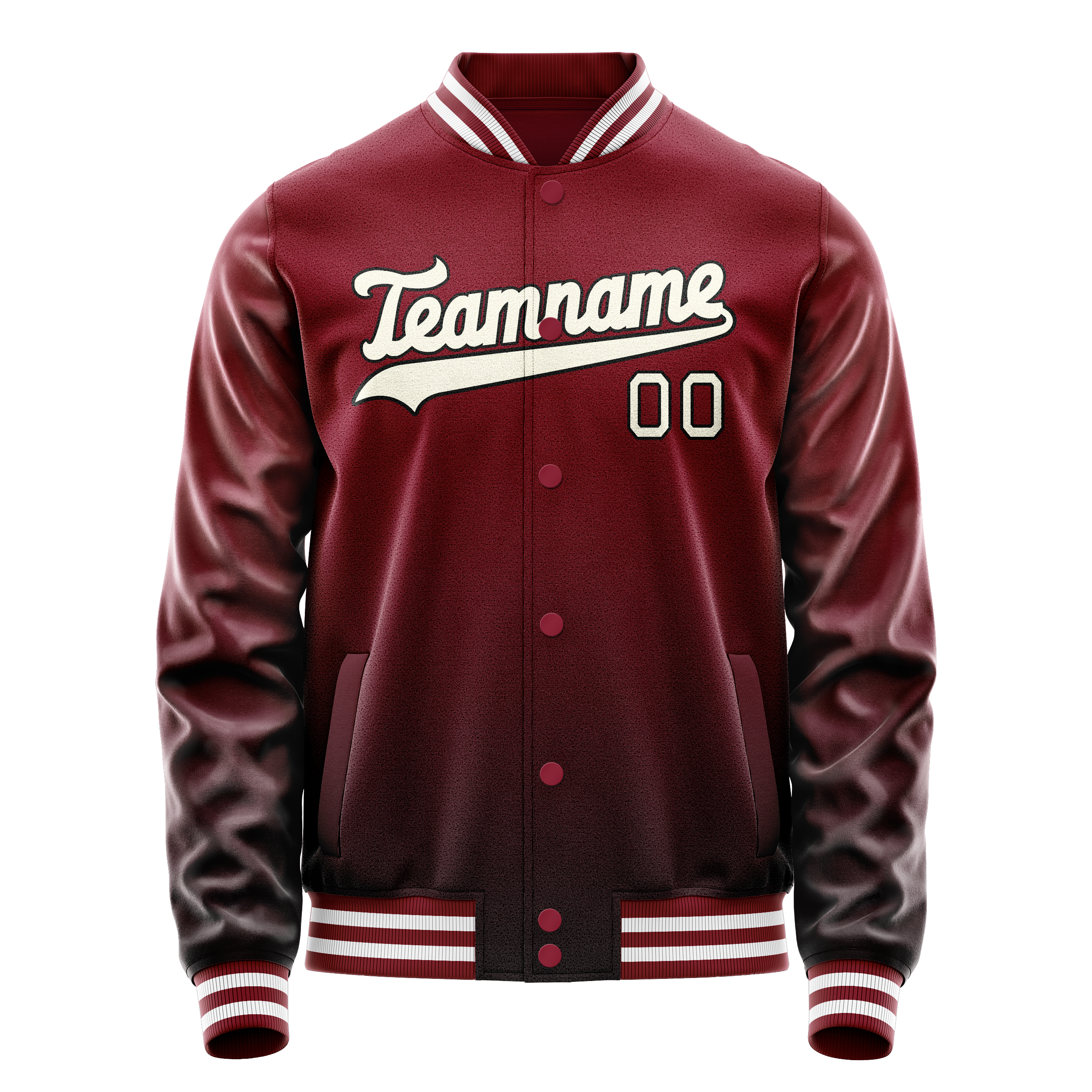 Personalized Crimson & Red Cream Solid Color Varsity Letterman Jacket