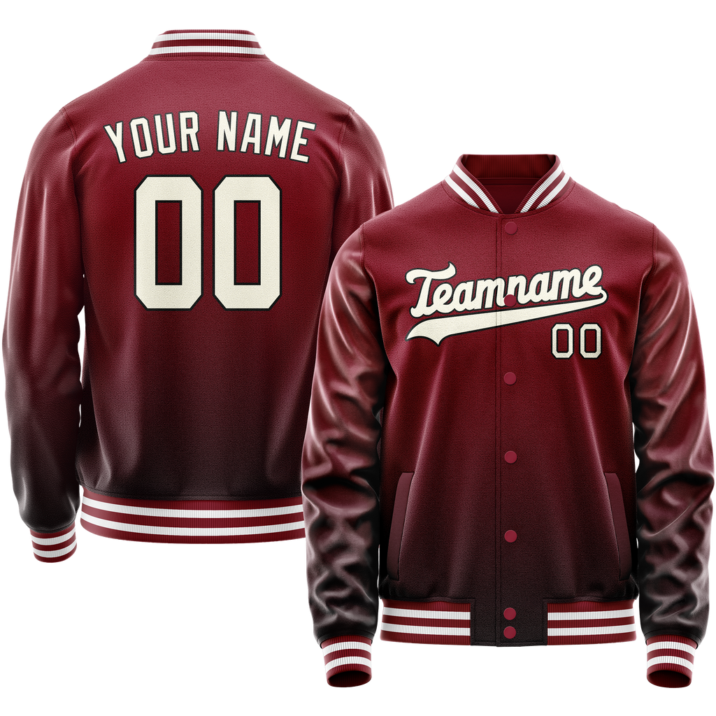 Personalized Crimson & Red Cream Solid Color Varsity Letterman Jacket