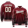 Personalized Crimson & Red Cream Solid Color Varsity Letterman Jacket